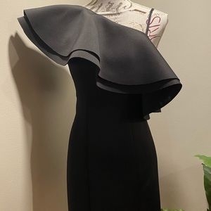 ASOS Black evening off the shoulder big ruffle dress.